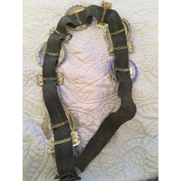 Vintage 1960s Navajo Sterling Stamped Domed Handmade 11 Pc Concho Belt Turquoise - Picture 6 of 12